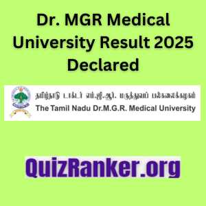Dr. MGR Medical University Result 2025 Declared